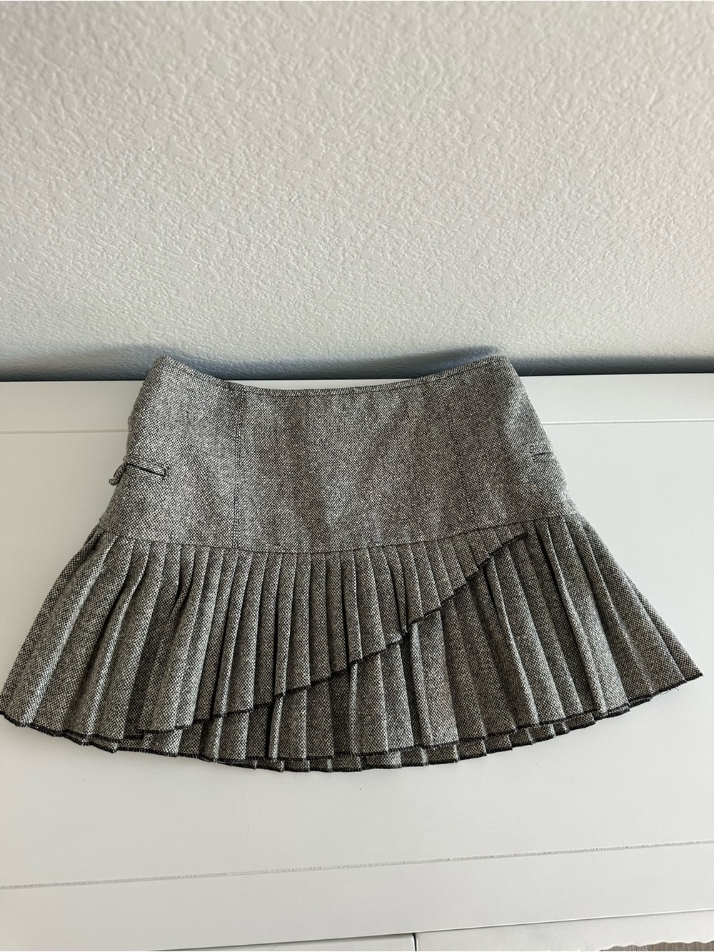 Vintage Armani Jeans Y2K Tweed Pleated Mini Skirt Made in Italy IT 40